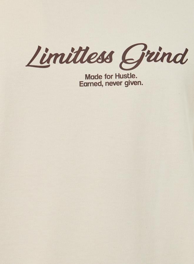 Styli Men Beige Graphic Oversized T-Shirt and Shorts Co-Ords - Image 3